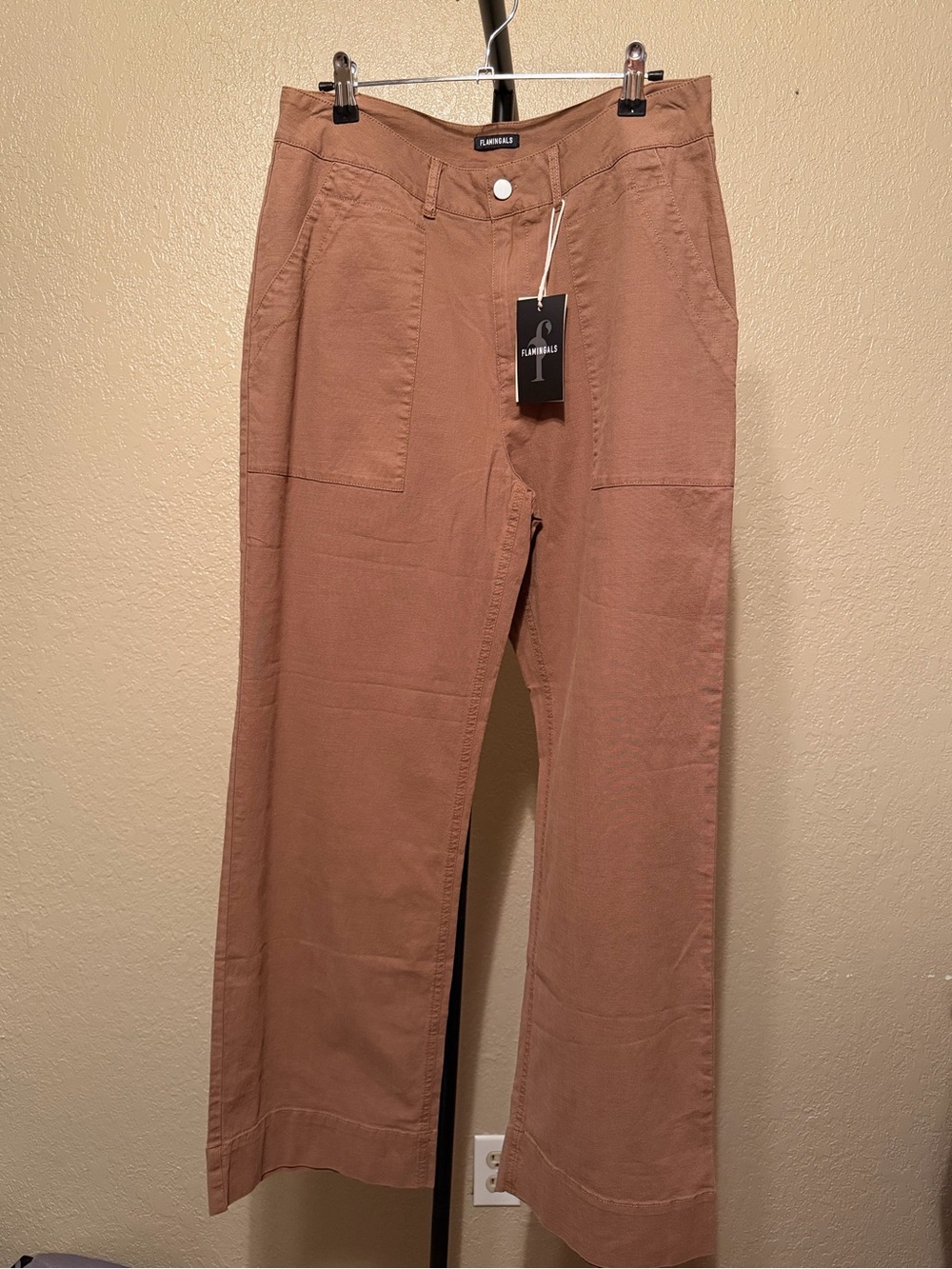 Flamingals Rust-Colored Cotton Blend Pants, Size L